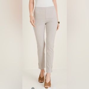 Chico's So Slimming Brigitte Sand Modern Stripe Ankle-Size 6R- New with Tags‎